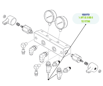 GRACO 1/4 NPT JIC-8 ORB-8 TEE FITTING (132173)