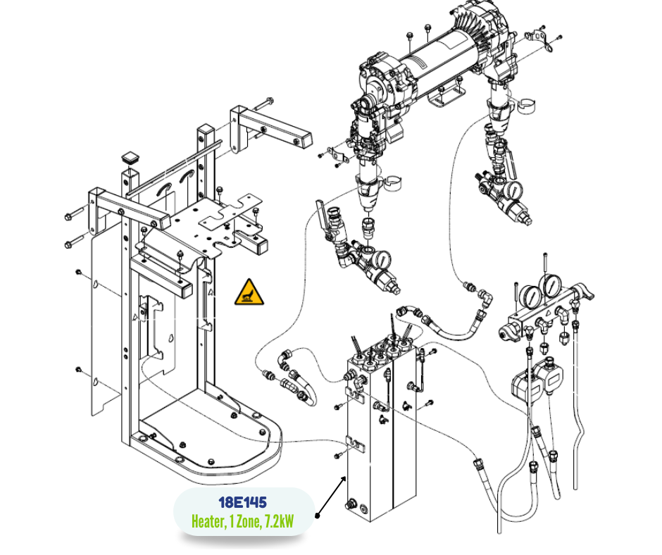 GRACO ASIDE HEATER ASSY, 7.2 KW, 1 ZONE (18E145)