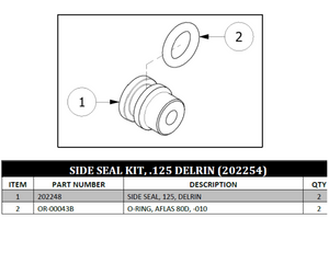 PMC SIDE SEAL KIT, .125, DELRIN (202254)