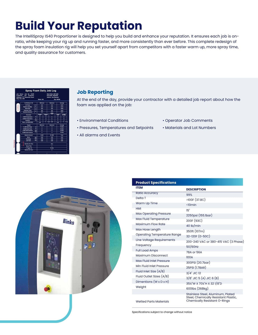 BINKS IS40 INTELLISPRAY PROPORTIONER SPRAY FOAM SYSTEM (341153)