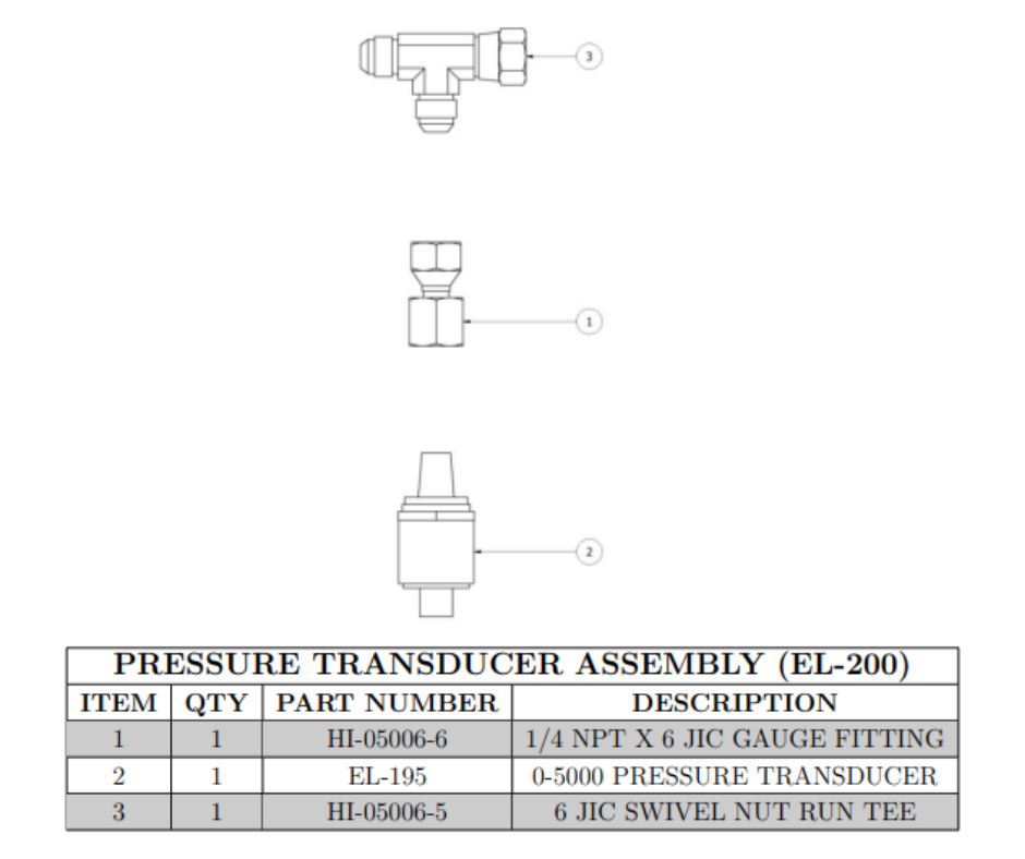 PMC PRESSURE TRANSDUCER ASSY (EL200) (EL-200)