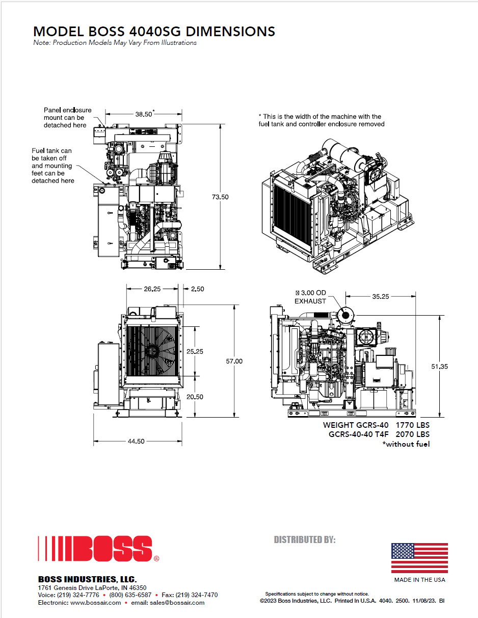 MORSE/BOSS 4040 SG 40KW GENERATOR/40 CFM PACKAGE (BOSS4040) (BOSS-4040)
