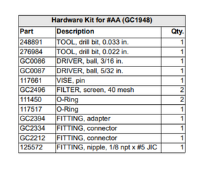 GRACO P2 GUN HARDWARE KIT, AA (GC1948)